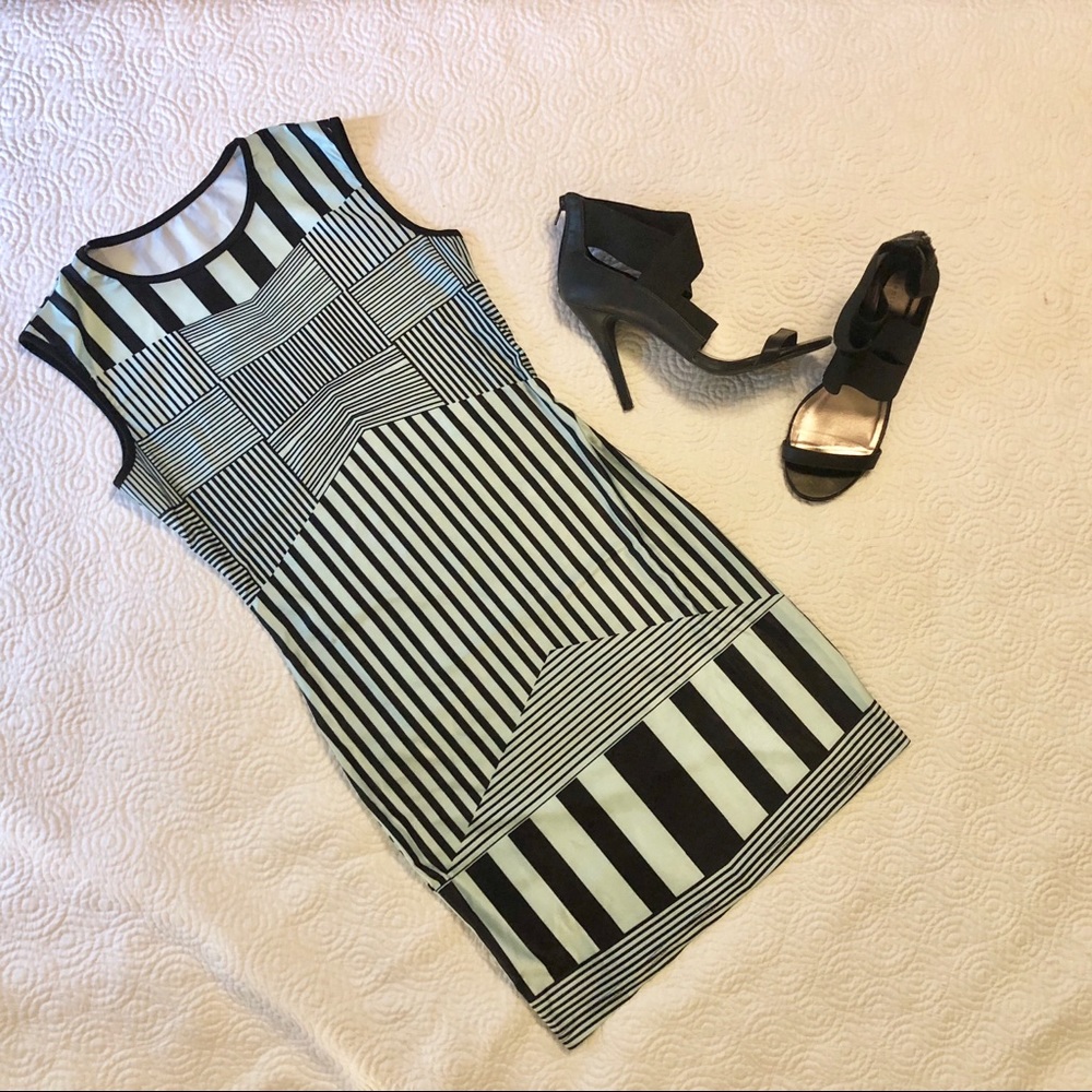 Baby Blue and Black Stretchy Form fitting dress